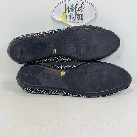 Donald J Pliner Hasin Glass Beaded Ballet Flats Shoe - Black/White/Gray -Women 8 - Picture 8 of 11